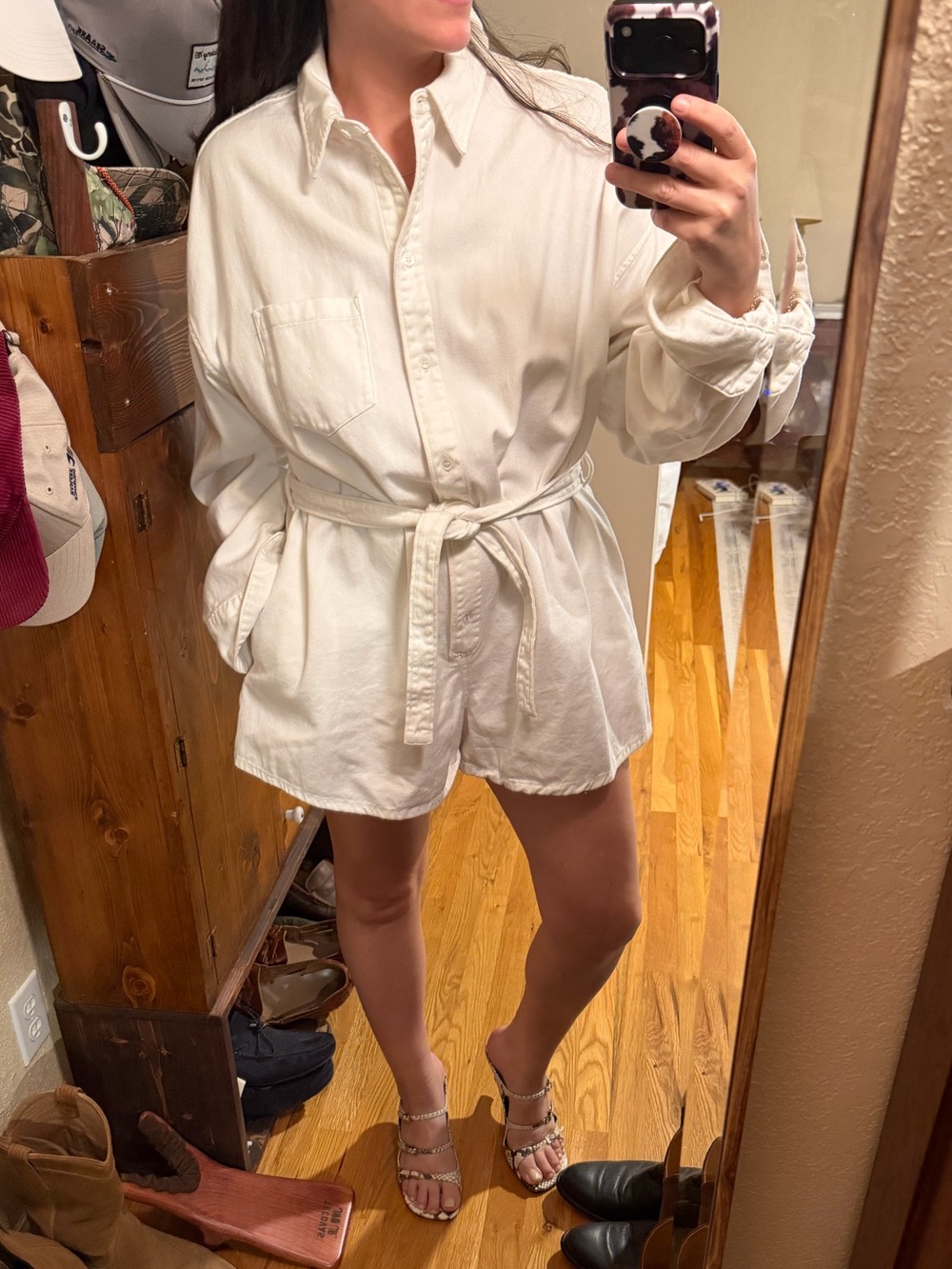 The Frankie Shop Denim Romper with Belt